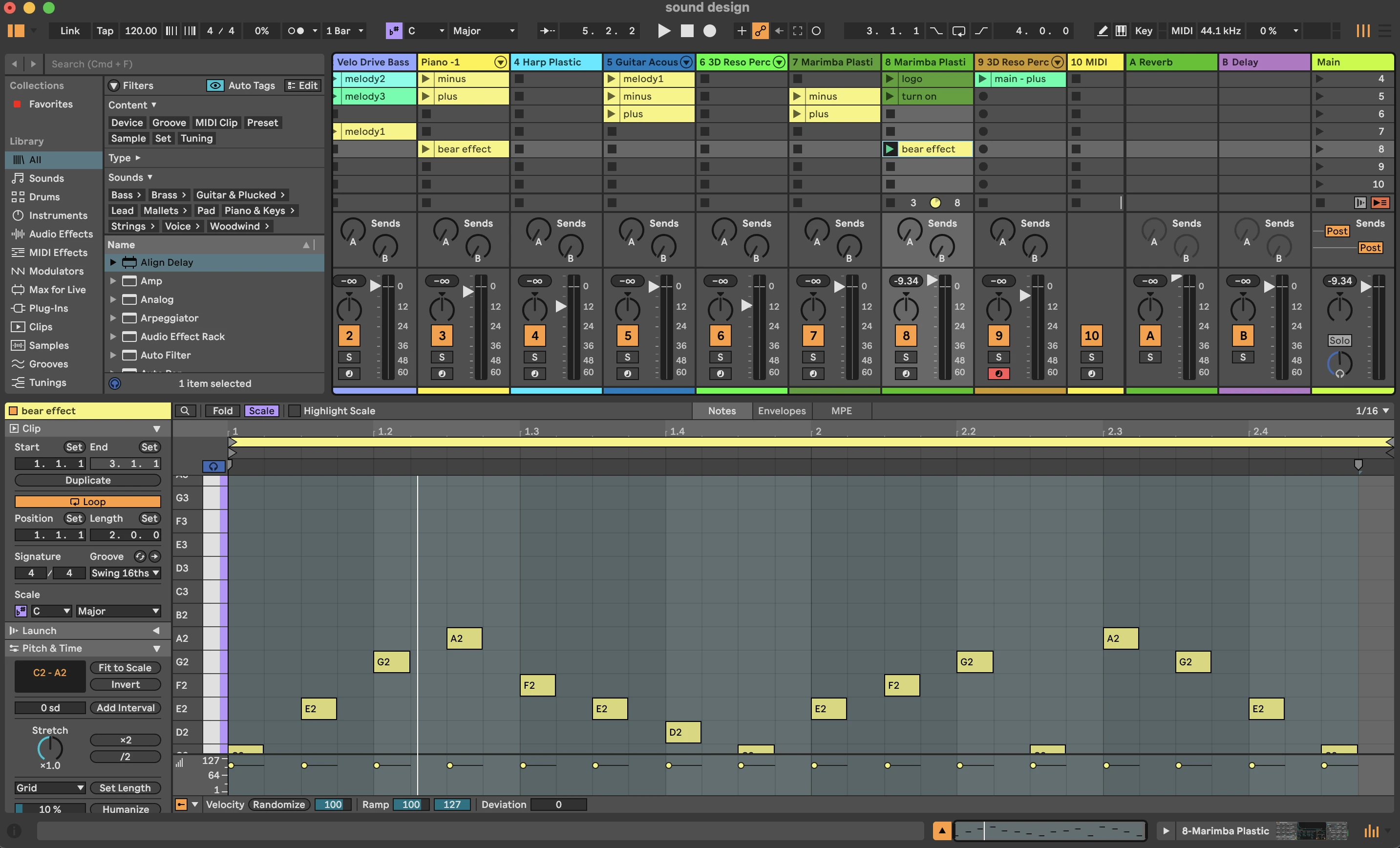 Composing the sound effect in Ableton Live